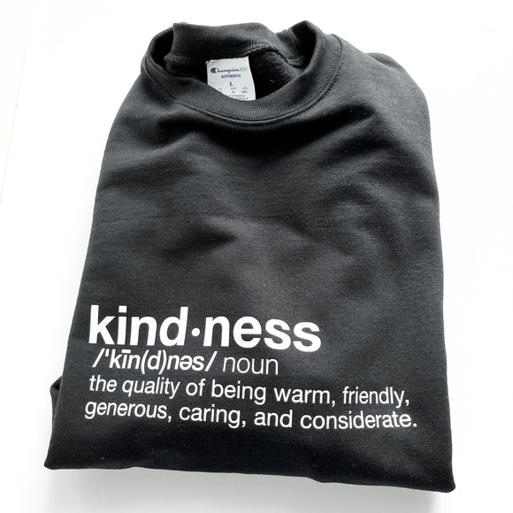 Kindness Crewneck (Black with Screen Print Lettering)
